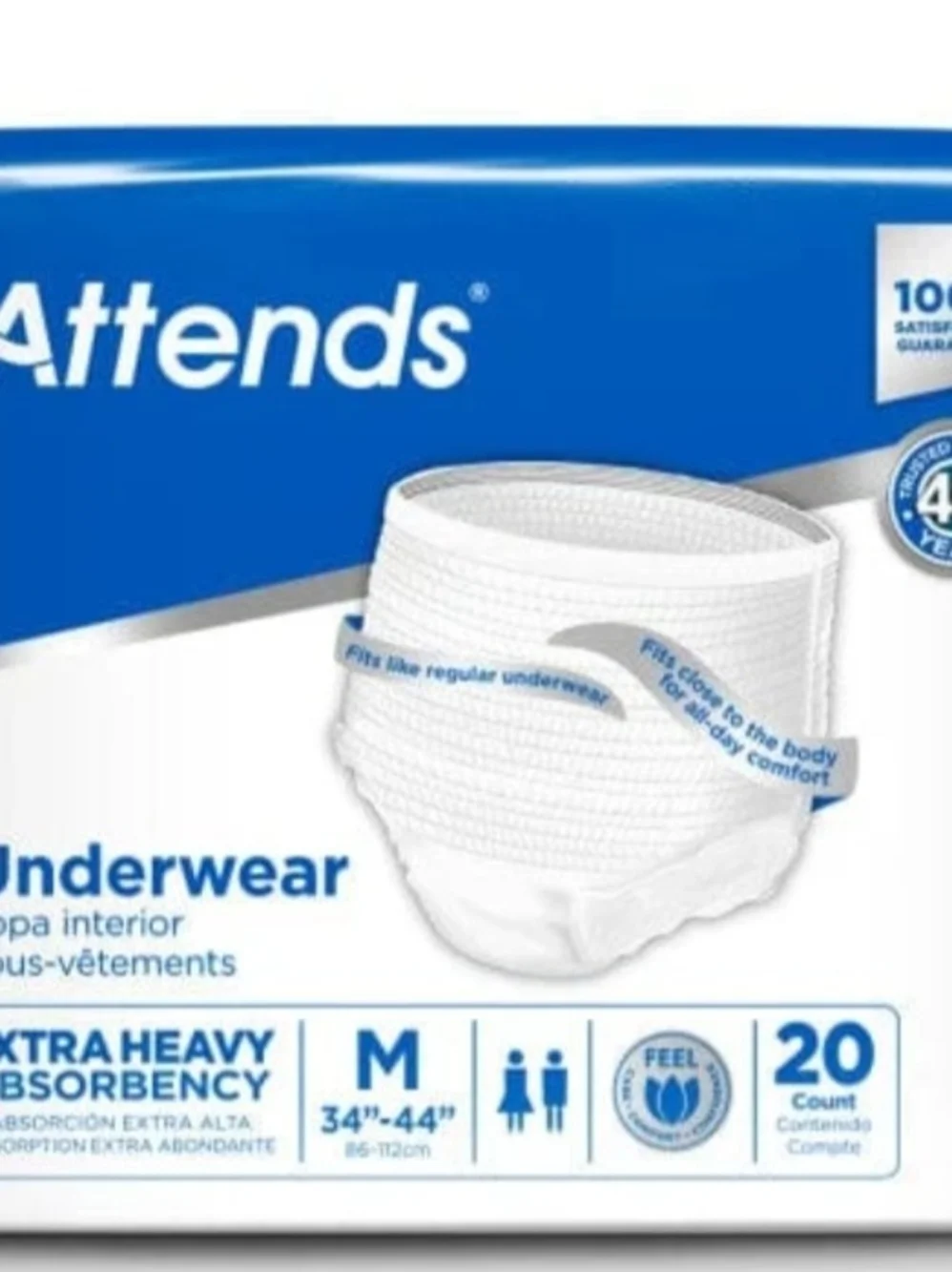 2Pks Men And Women Unisex White Extra Heavy Absorbency Underwear XL-14Count Each